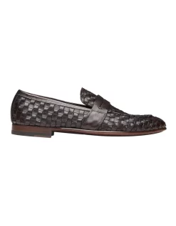 Deals ⌛ Aquila Alfredo Brown Woven Leather Loafers ????